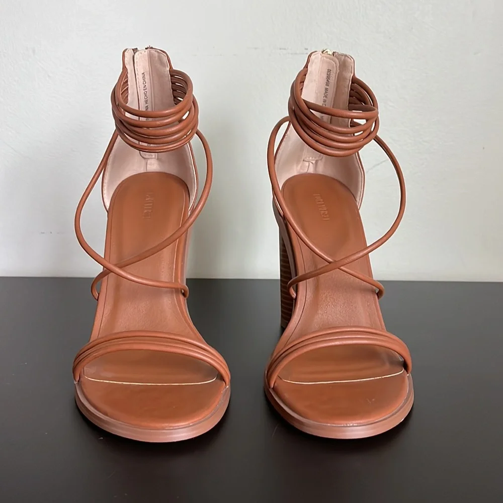 Brown Lace-Up Heels - - Picture 2 of 4